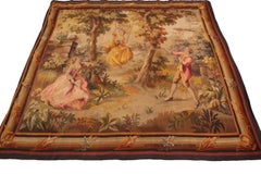 Antique French Tapestry Tapiz Grande 1900 Lana y Seda 6x7 178x203cm