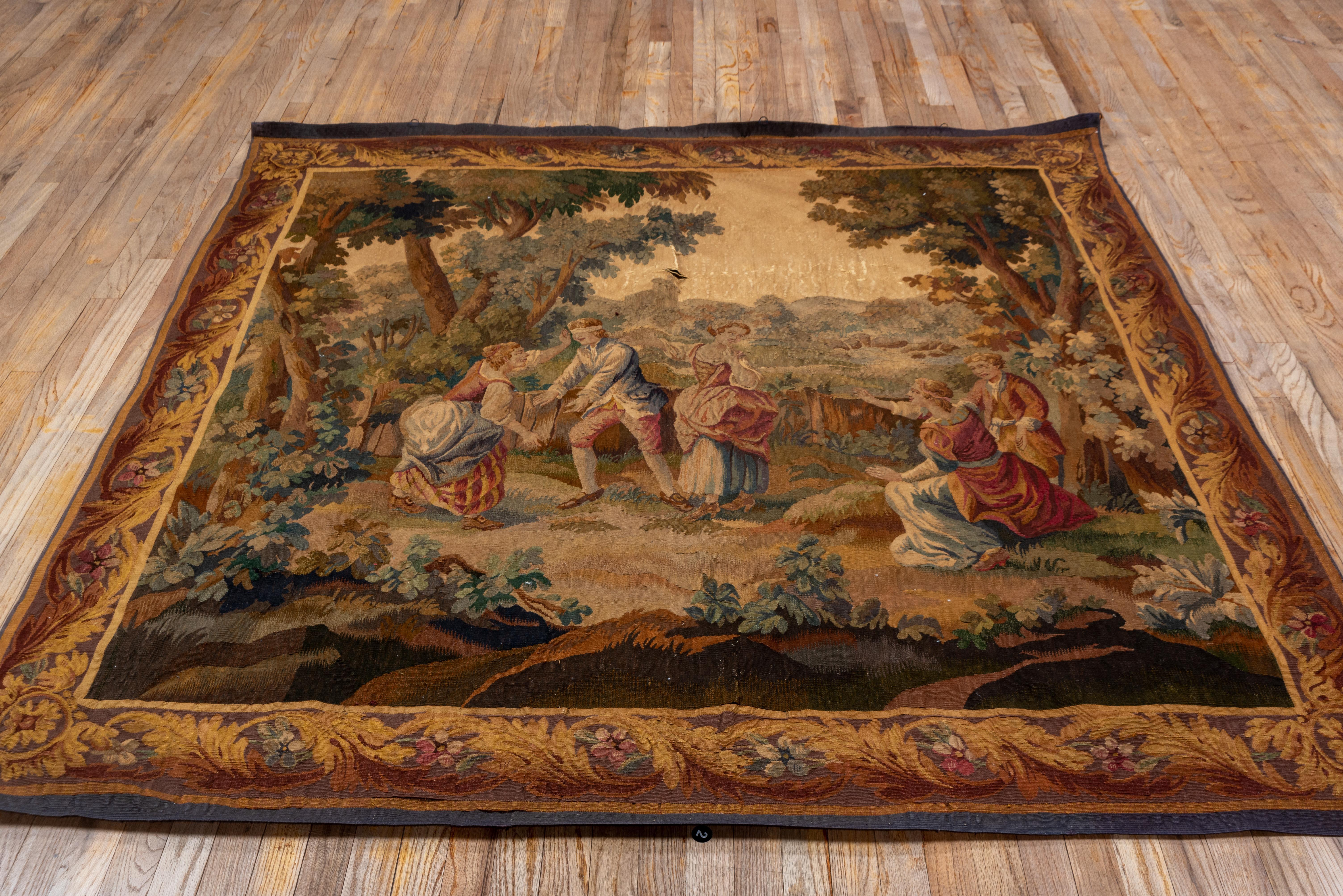 Hand-Woven Antique French Tapestry, Mid-19th Century, circa 1850s For Sale