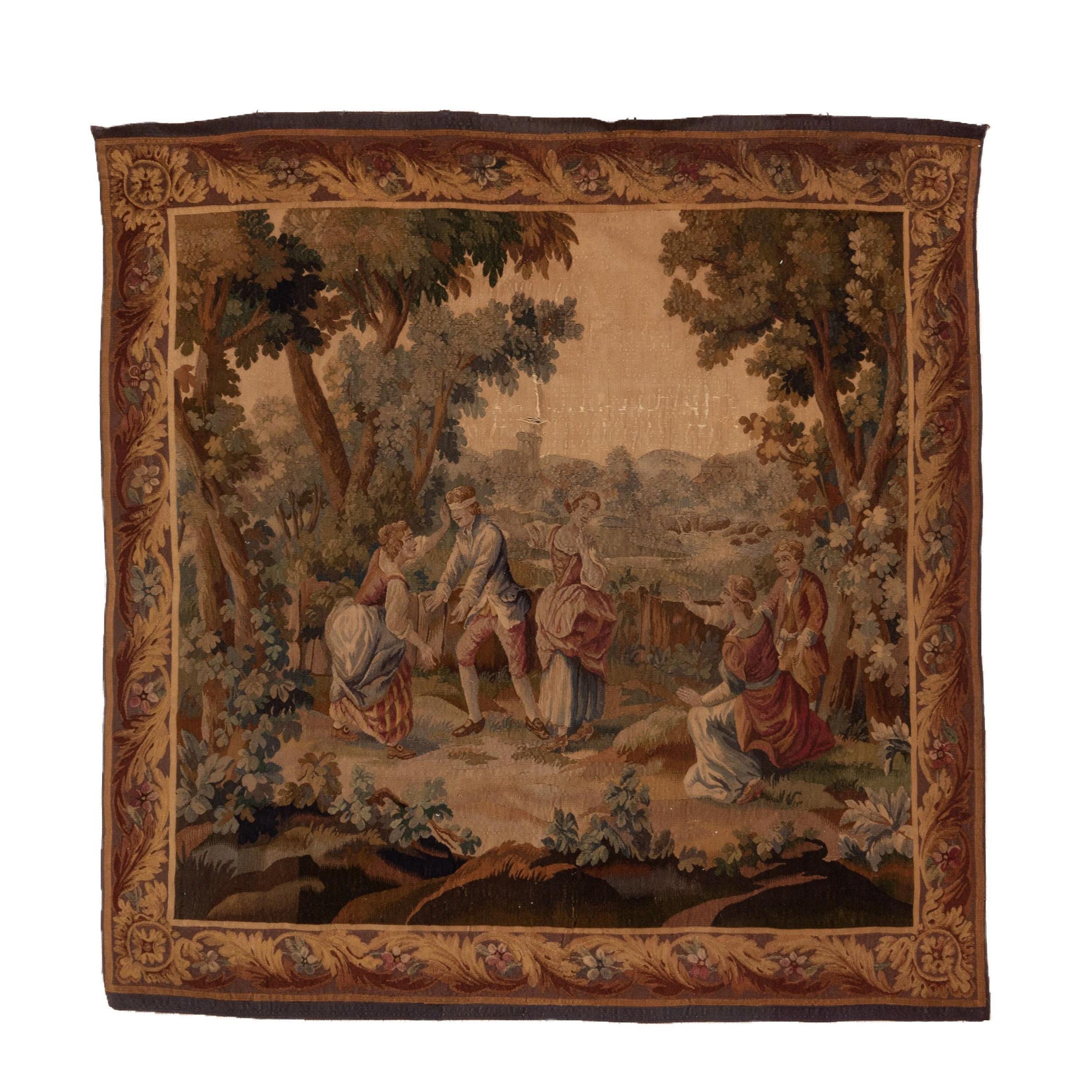 Antiker französischer Wandteppich, Mitte des 19. Jahrhunderts, um 1850