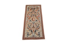 Antique French Tapestry Rococo Tapestry Blue Wool & Silk 3x6 Handwoven Tapestry