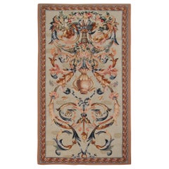 Tapisserie française ancienne rococo Tapisserie bleu laine et soie 3x6 Tapisserie tissée à la main