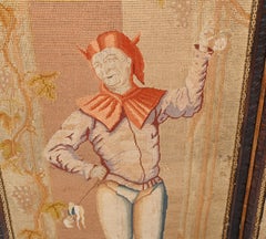 Antique French Tapestry Screen Hand Woven Courtly 1880