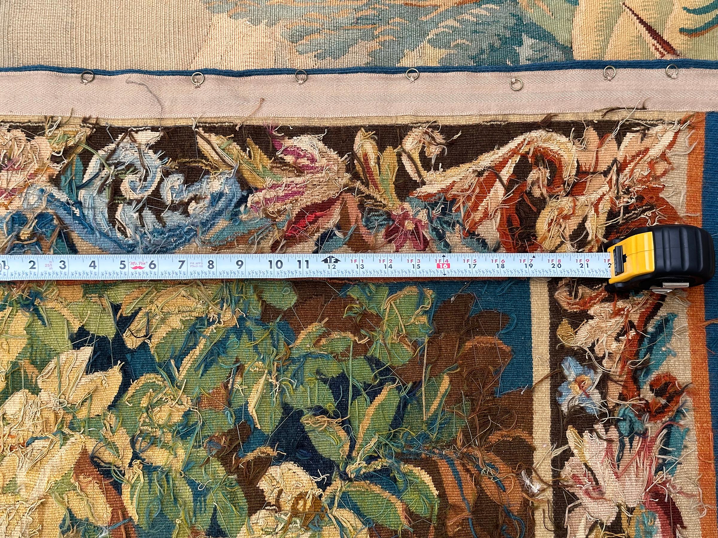 Antique French Tapestry Verdure Birds Wool & Silk 1920 6x7 7