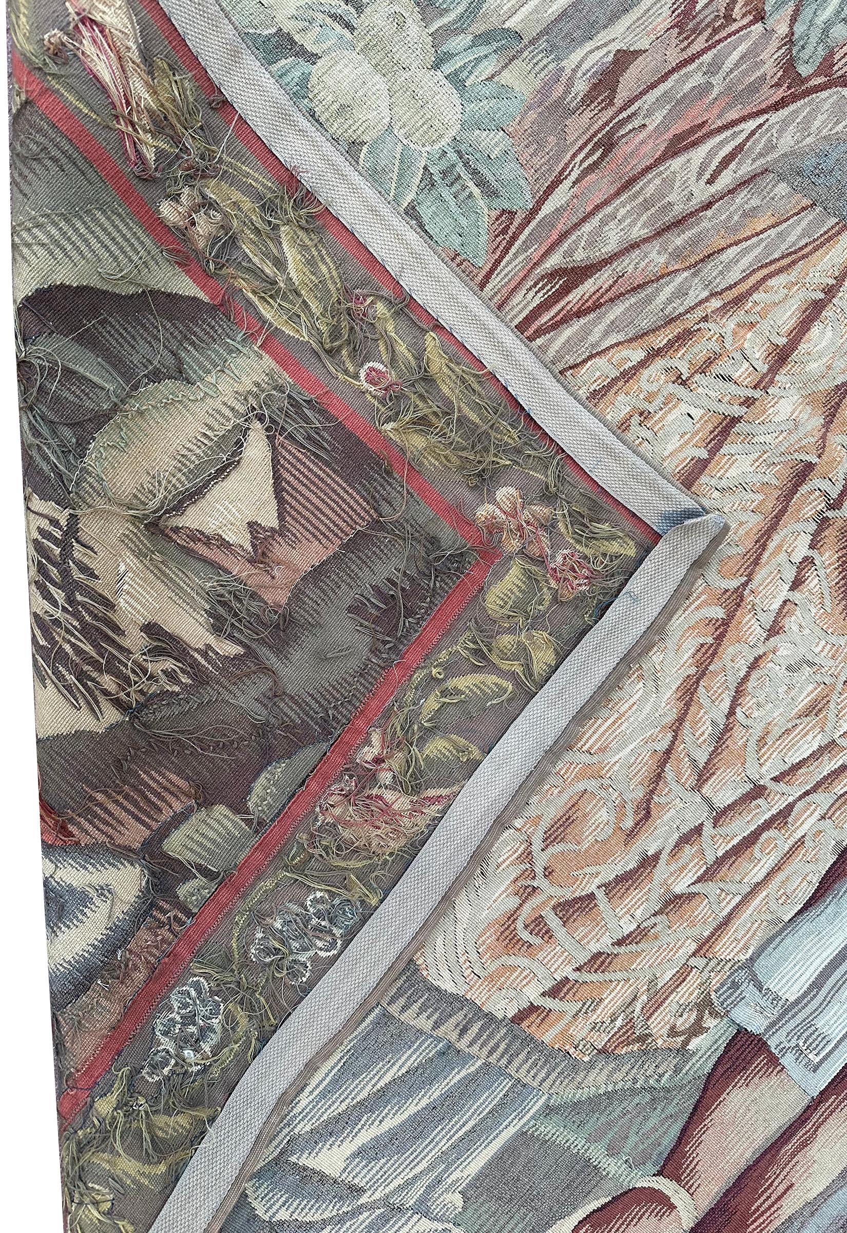 Antiker französischer Wandteppich Verdure Früchte Adelige 1890 Wolle & Seide 6x7 183 x 206cm im Angebot 9