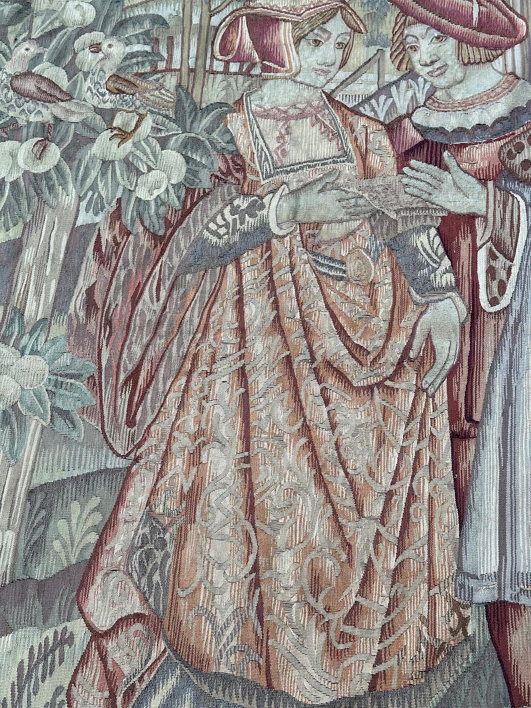 Antiker französischer Wandteppich Verdure Früchte Adelige 1890 Wolle & Seide 6x7 183 x 206cm (Barock) im Angebot