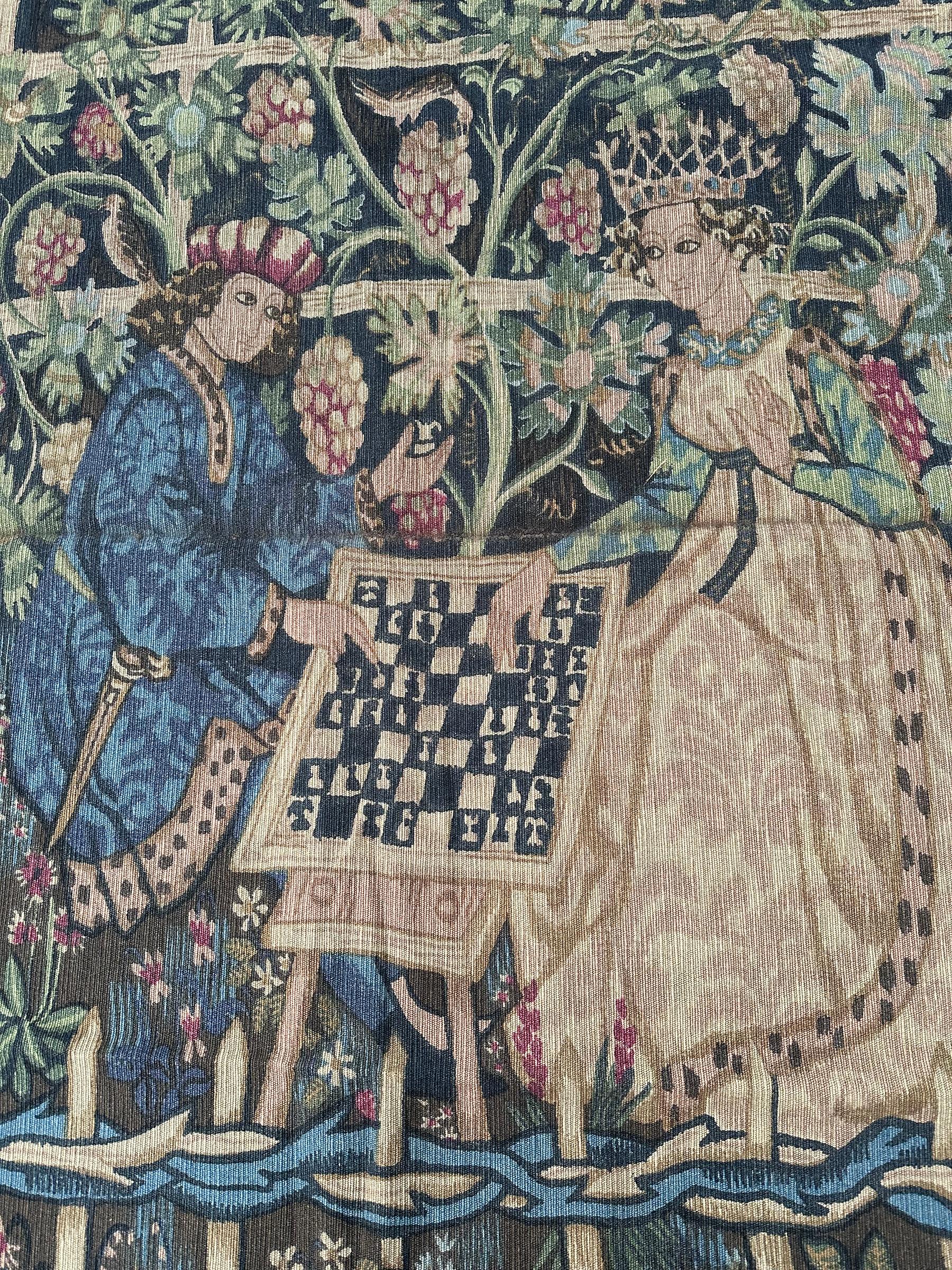 Baroque Antique French Tapestry Verdure Noblemen Royalty Verdure 5x9 158cm x 272cm 1920 For Sale