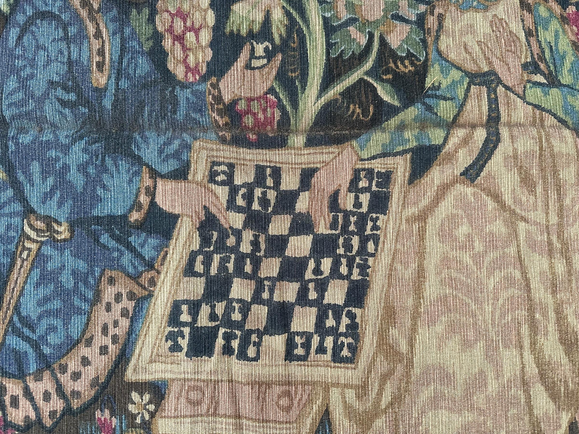 Hand-Woven Antique French Tapestry Verdure Noblemen Royalty Verdure 5x9 158cm x 272cm 1920 For Sale