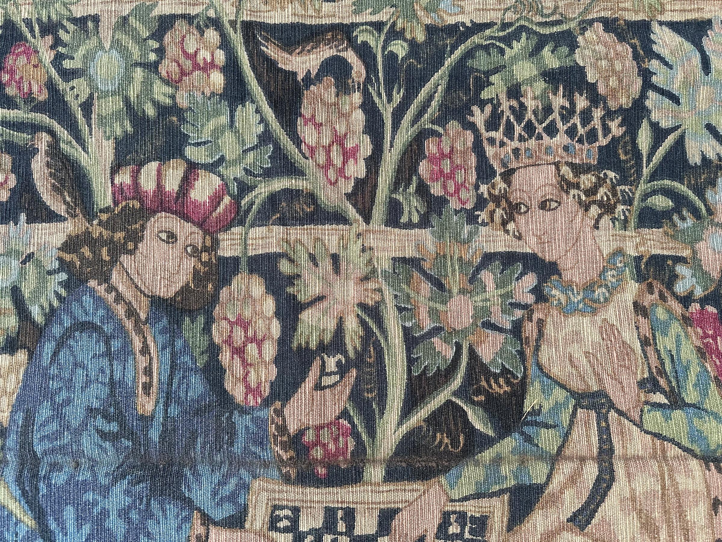 Antique French Tapestry Verdure Noblemen Royalty Verdure 5x9 158cm x 272cm 1920 For Sale 1