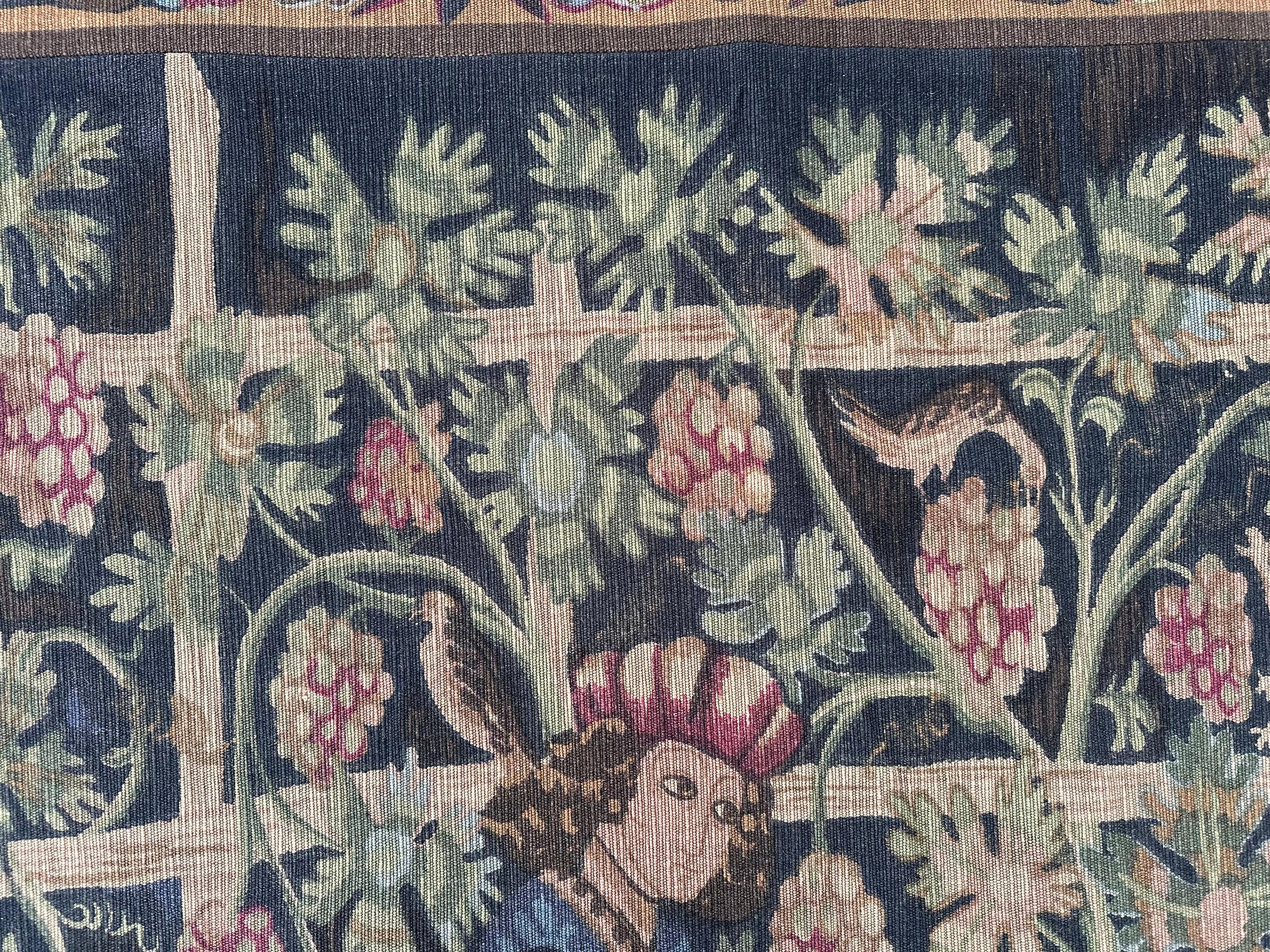 Antique French Tapestry Verdure Noblemen Royalty Verdure 5x9 158cm x 272cm 1920 For Sale 2