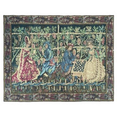 Vintage French Tapestry Verdure Noblemen Royalty Verdure 5x9 158cm x 272cm 1920