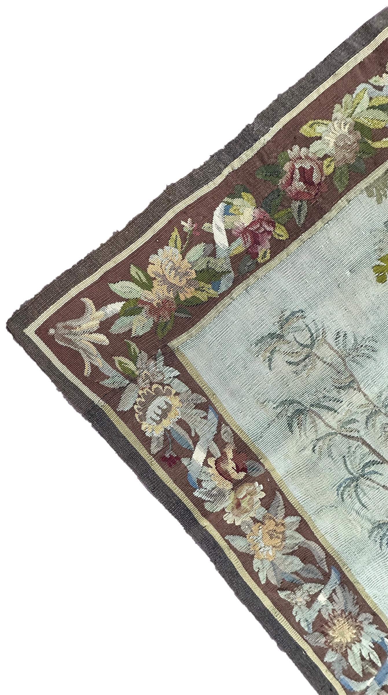 Antique French Tapestry Verdure Signed 1880 Wool & Silk 5x7 153cm x 201cm For Sale 4