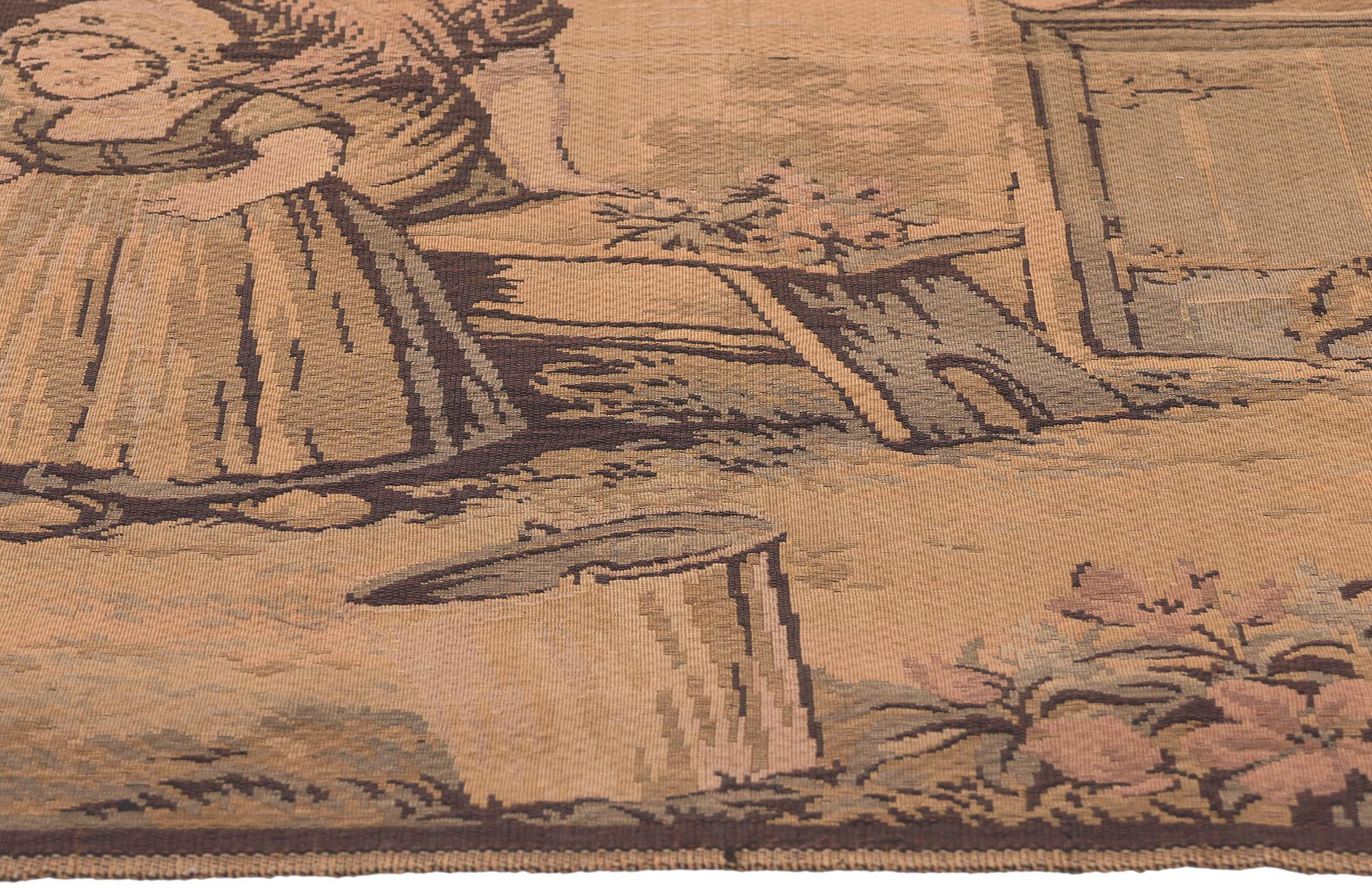 Hand-Woven Antique French Tapestry with Dutch Pictorial Scene, 03'02 x 04'03 For Sale
