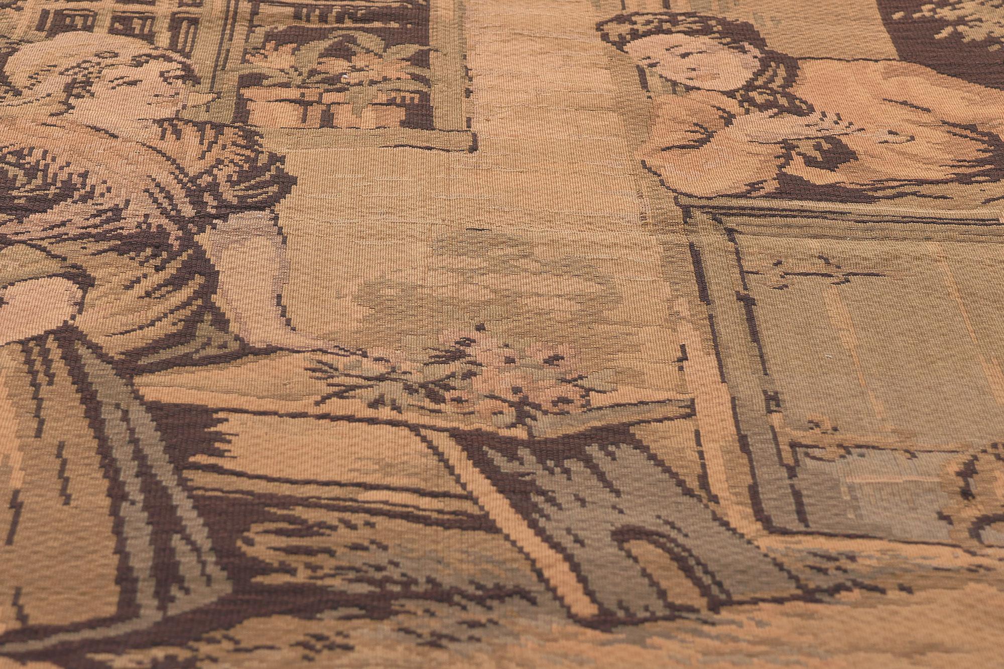 Antique French Tapestry with Dutch Pictorial Scene, 03'02 x 04'03 In Good Condition For Sale In Dallas, TX