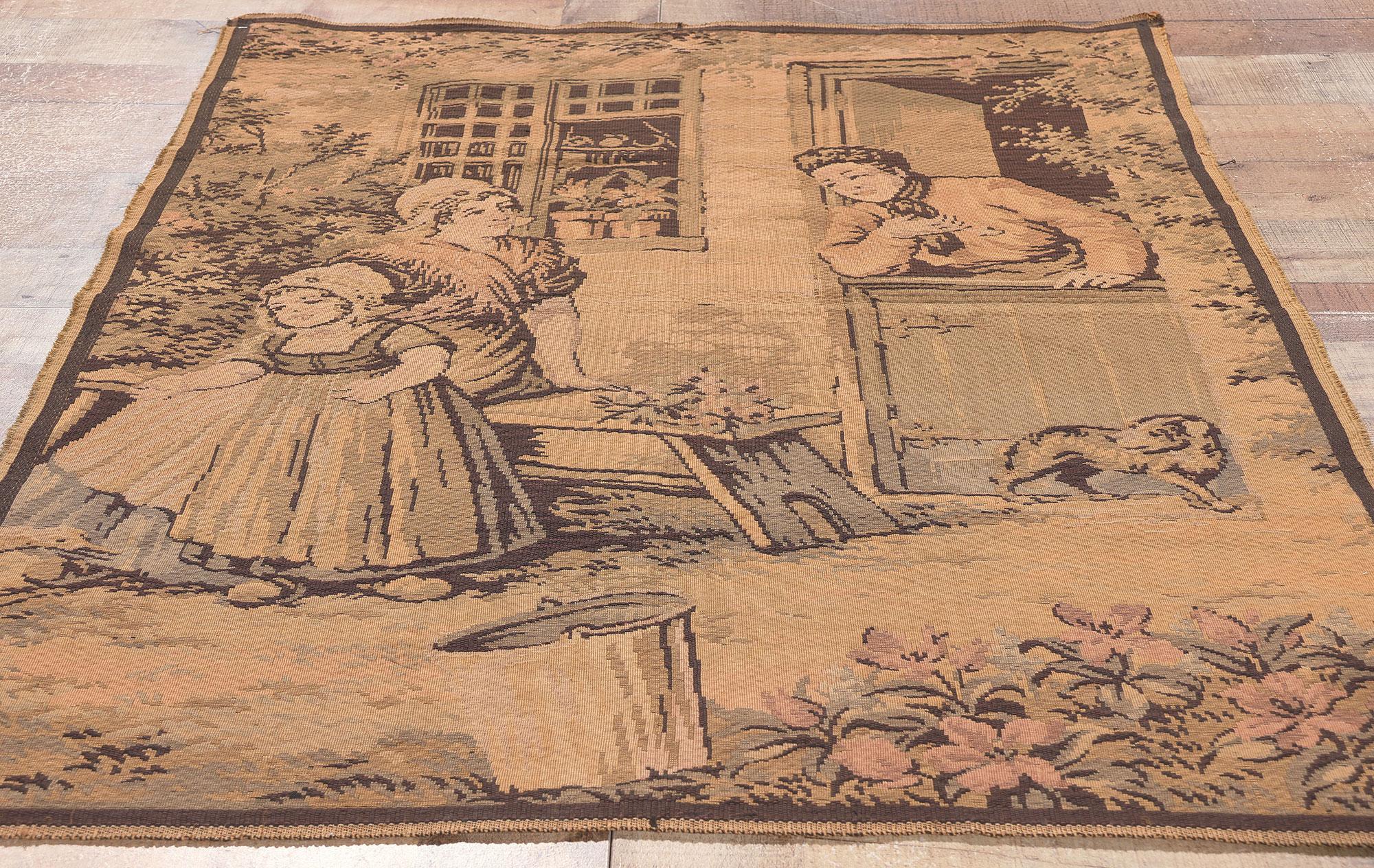 Antique French Tapestry with Dutch Pictorial Scene, 03'02 x 04'03 For Sale 1