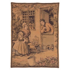 Antiker französischer Wandteppich mit niederländischer Bildszene, 03'02 x 04'03