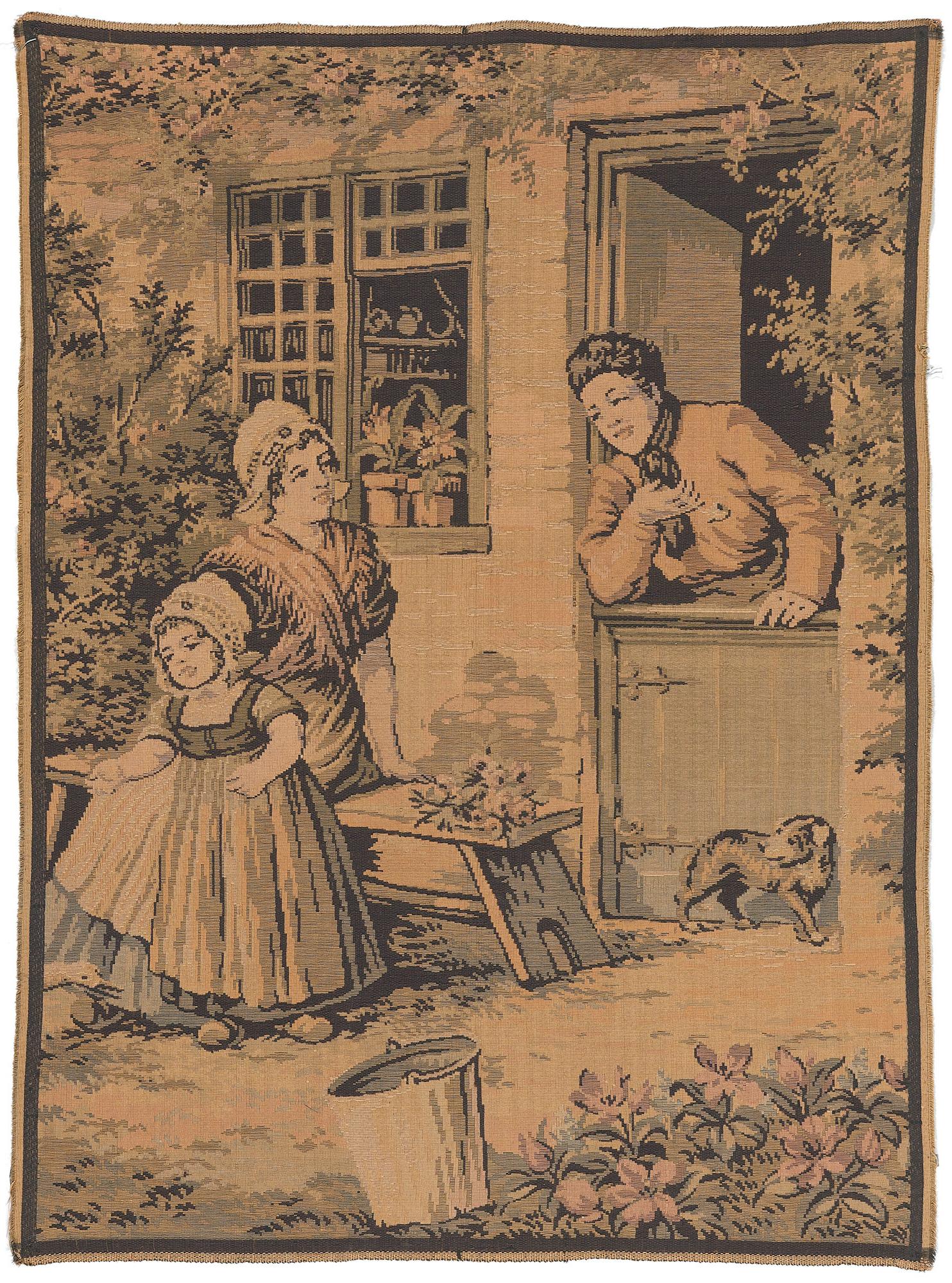 Tapisserie française ancienne avec scène picturale néerlandaise, 03'02 x 04'03 en vente 1