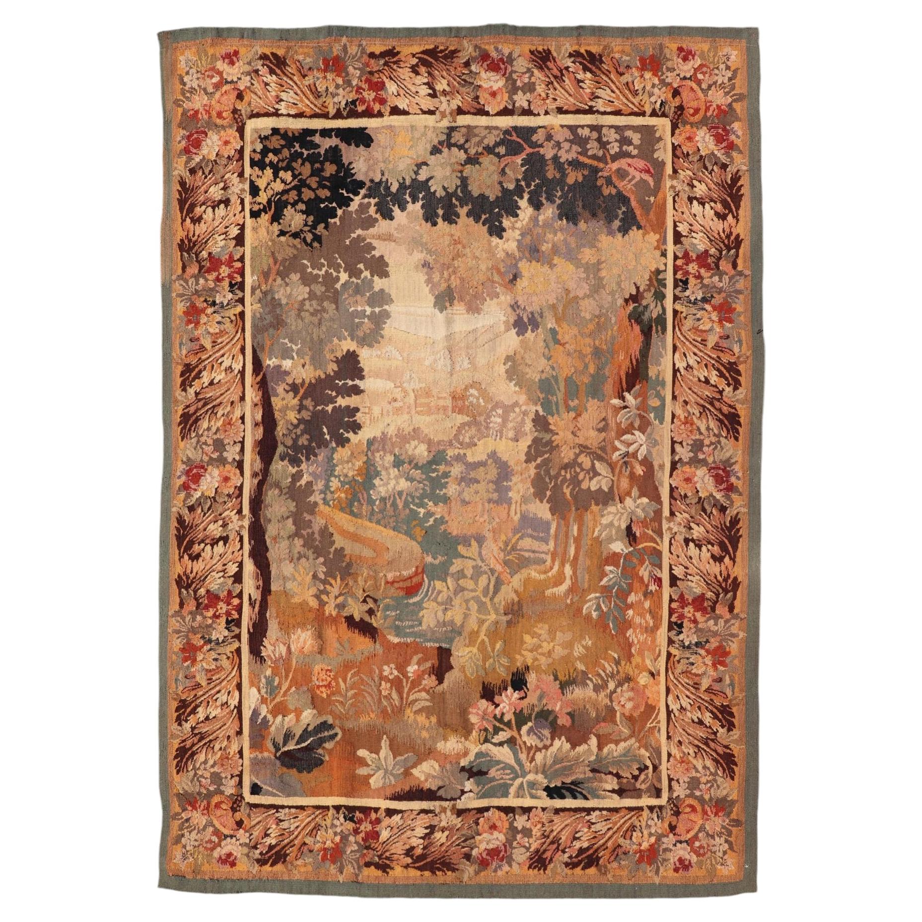 Tapisserie Antique French avec paysage forestier et amne design