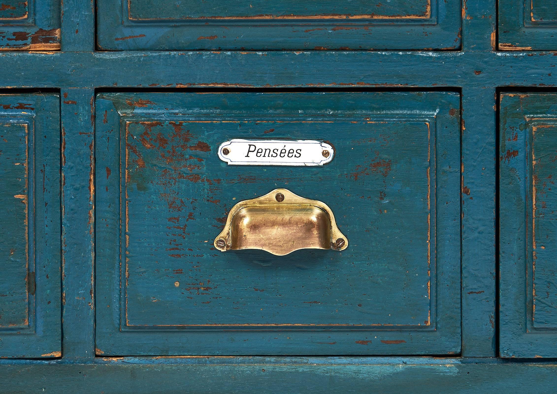 Antique French Teal Apothecary Cabinet 2