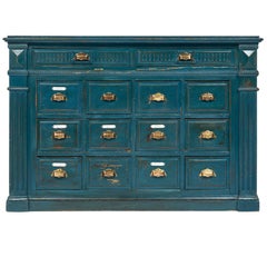Antique French Teal Apothecary Cabinet