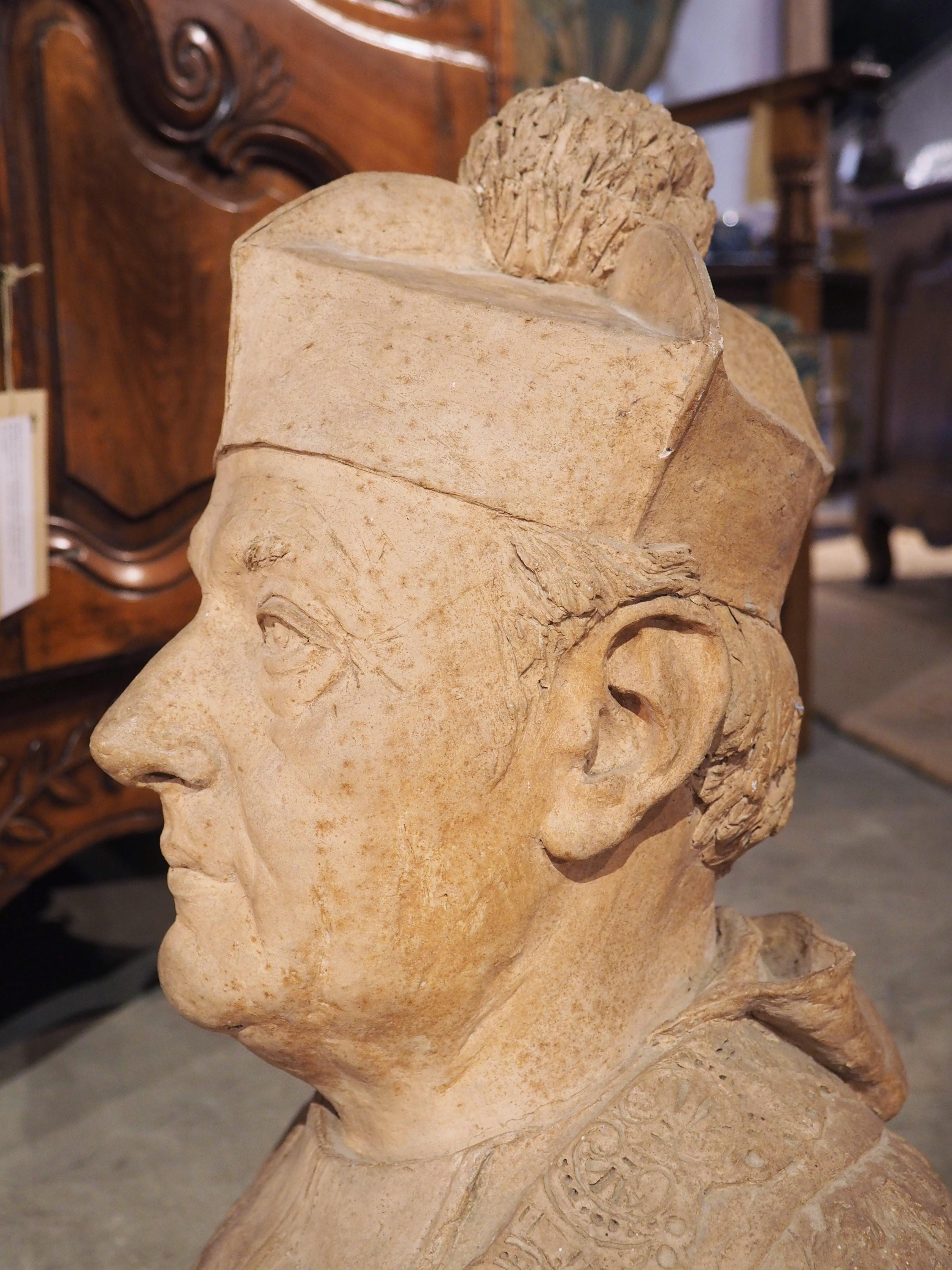 Antique French Terra Cotta Bust from Dinard, Dated 1912 For Sale 8
