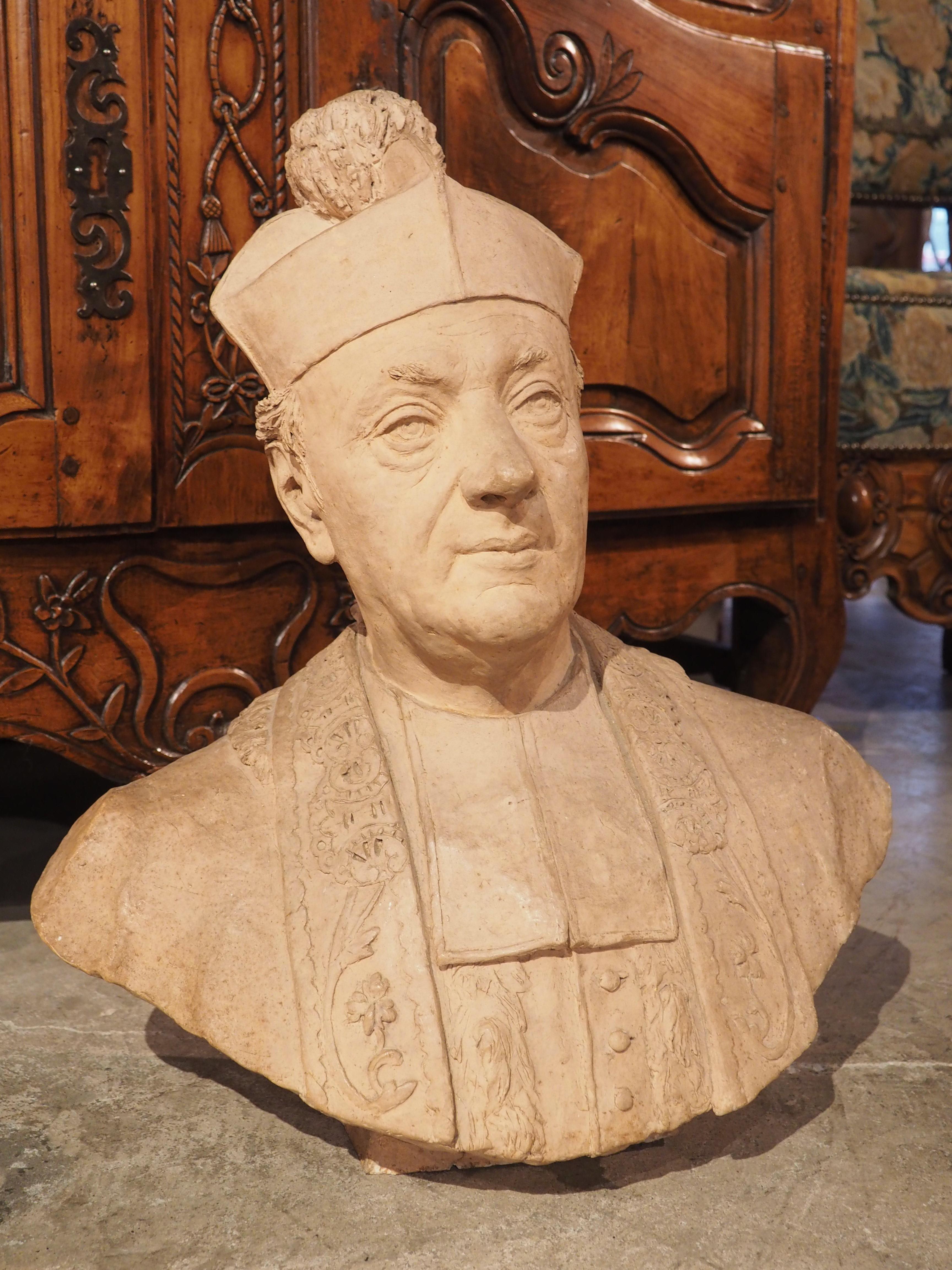 Antique French Terra Cotta Bust from Dinard, Dated 1912 For Sale 11