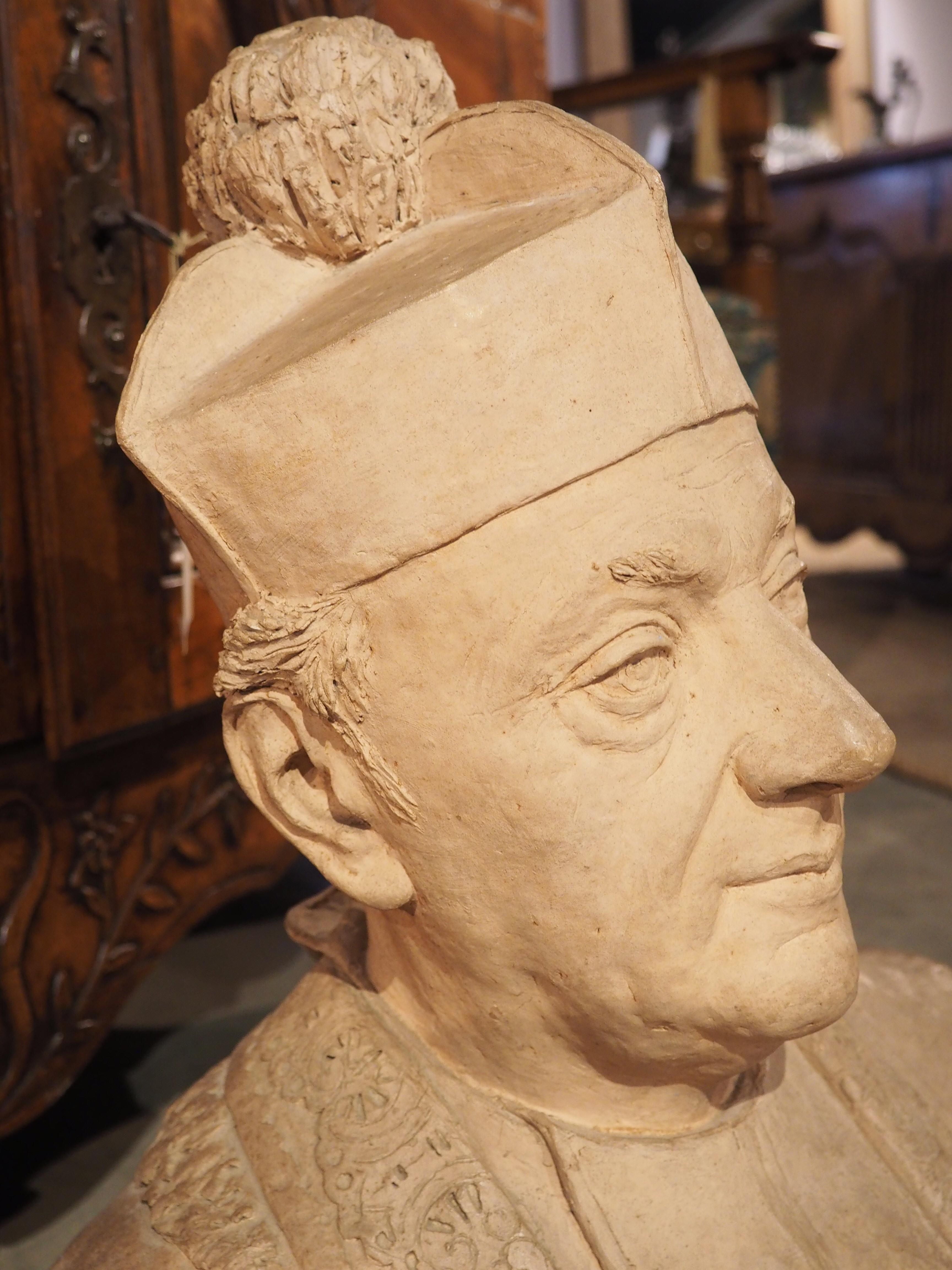 Early 20th Century Antique French Terra Cotta Bust from Dinard, Dated 1912 For Sale