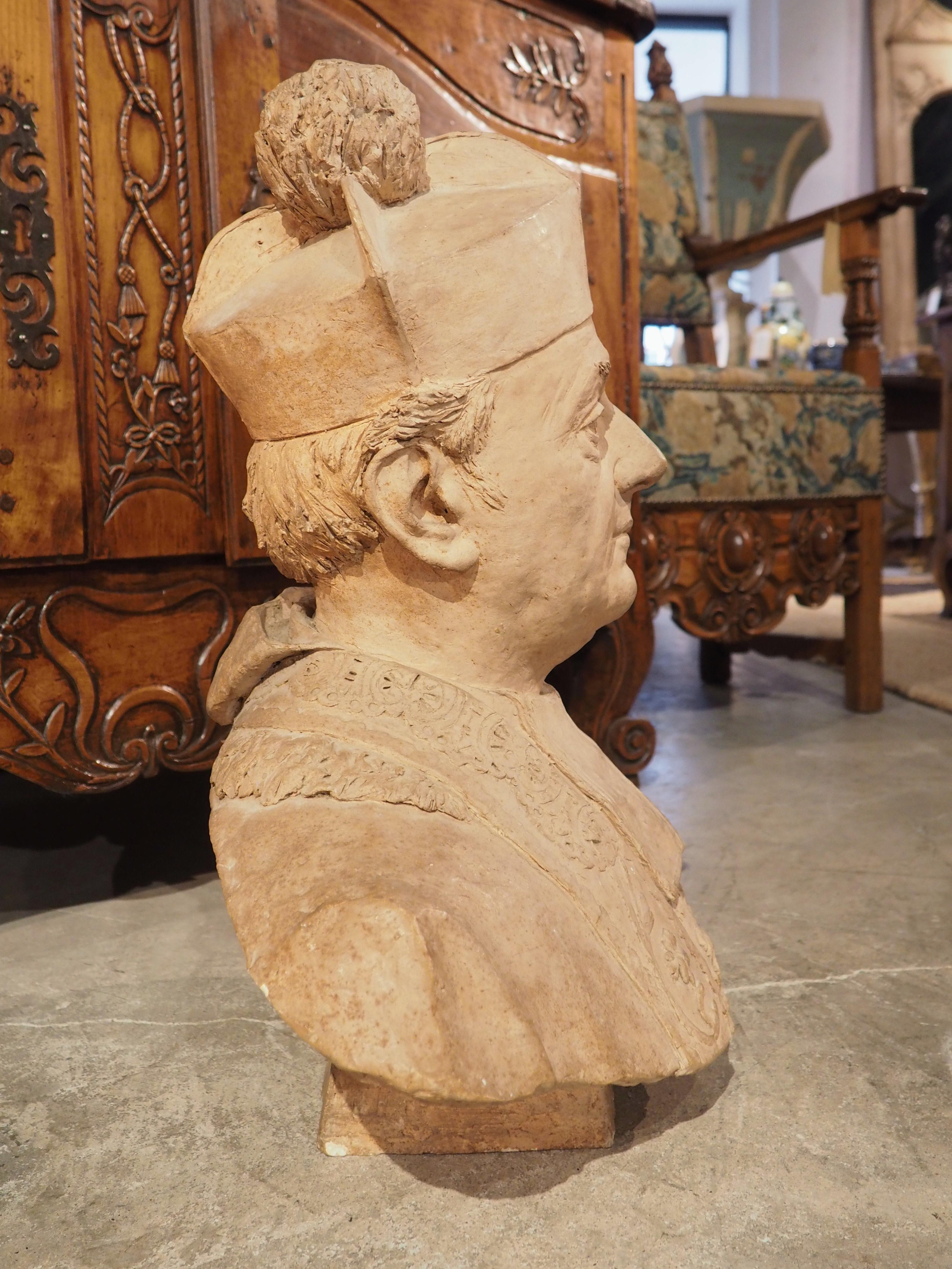 Terracotta Antique French Terra Cotta Bust from Dinard, Dated 1912 For Sale