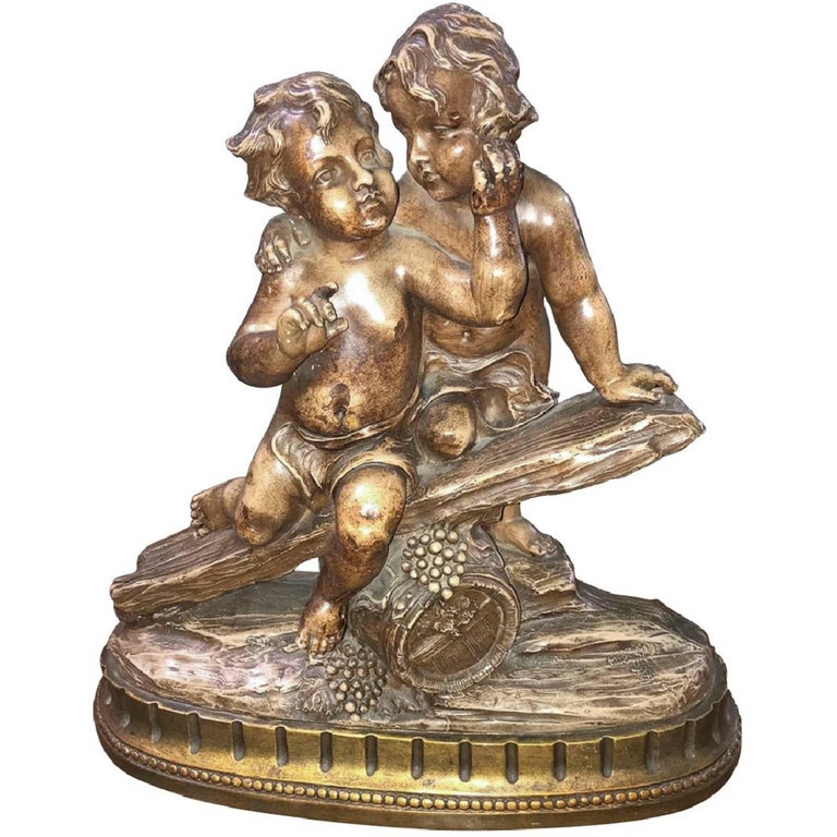 Antique French Terracotta Cherub Sculpture at 1stDibs