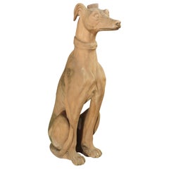 Antique French Terra Cotta Greyhound Statue