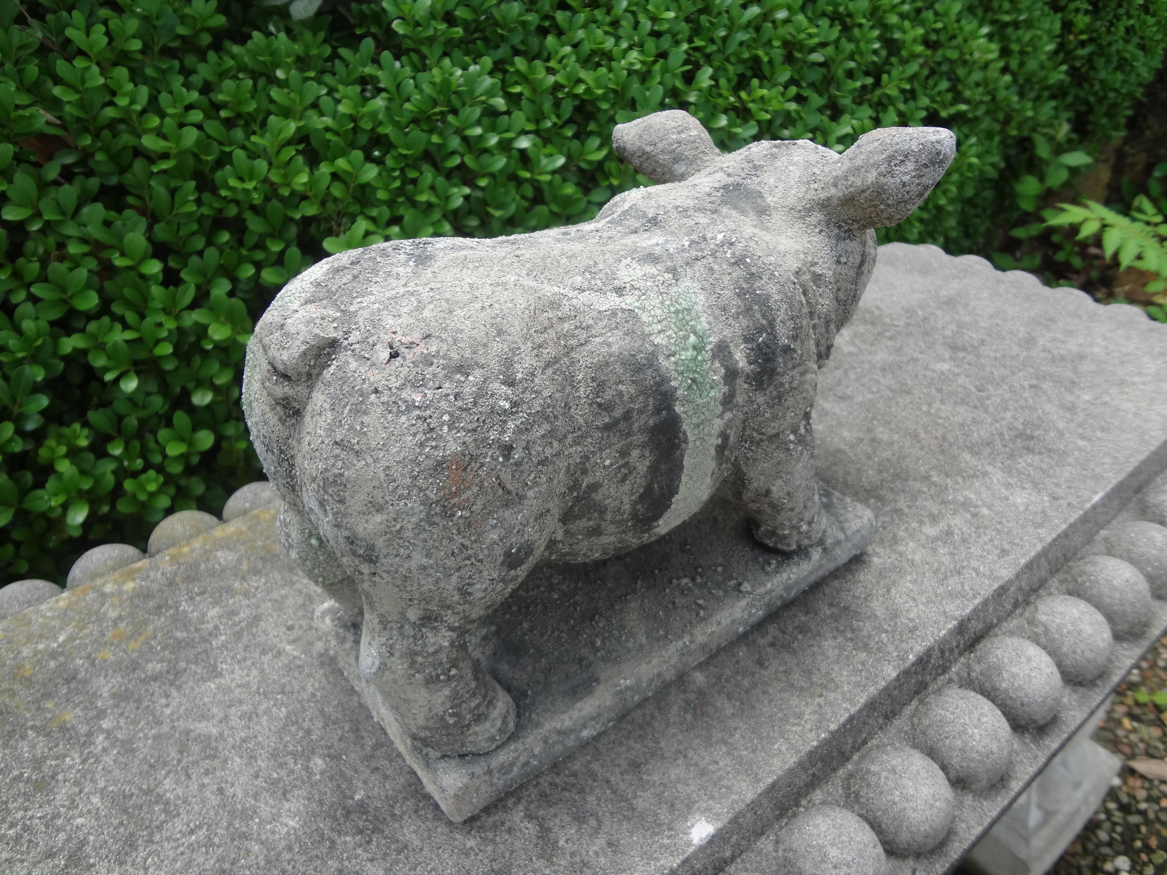 Terracotta Antique French Terra-Cotta Pig Statue