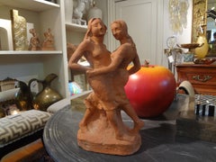 Antique French Terracotta Sculpture Signed T. Foris