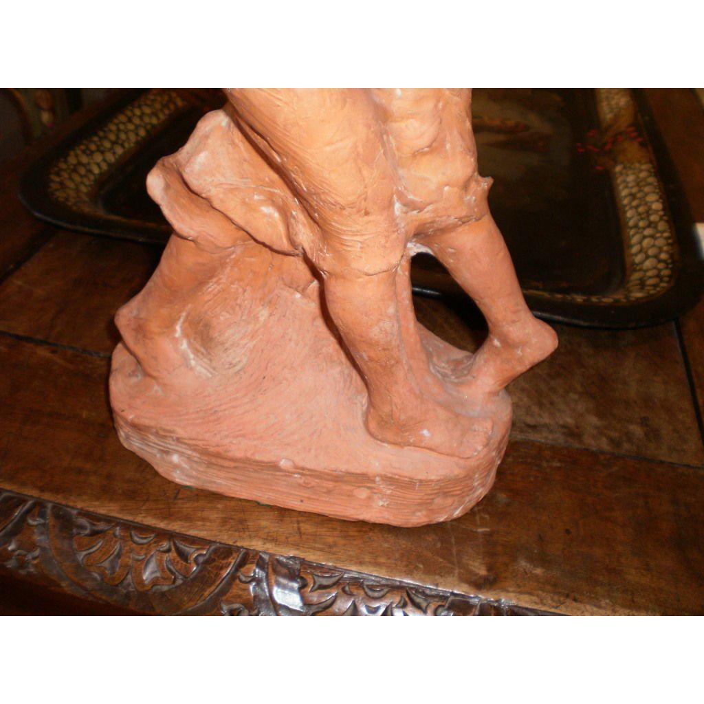 Neoclassical Antique French Terracotta Sculpture Signed T. Foris For Sale