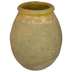 Antique French Terracotta Storage Jar with Yellow Glazed Rim from Biot