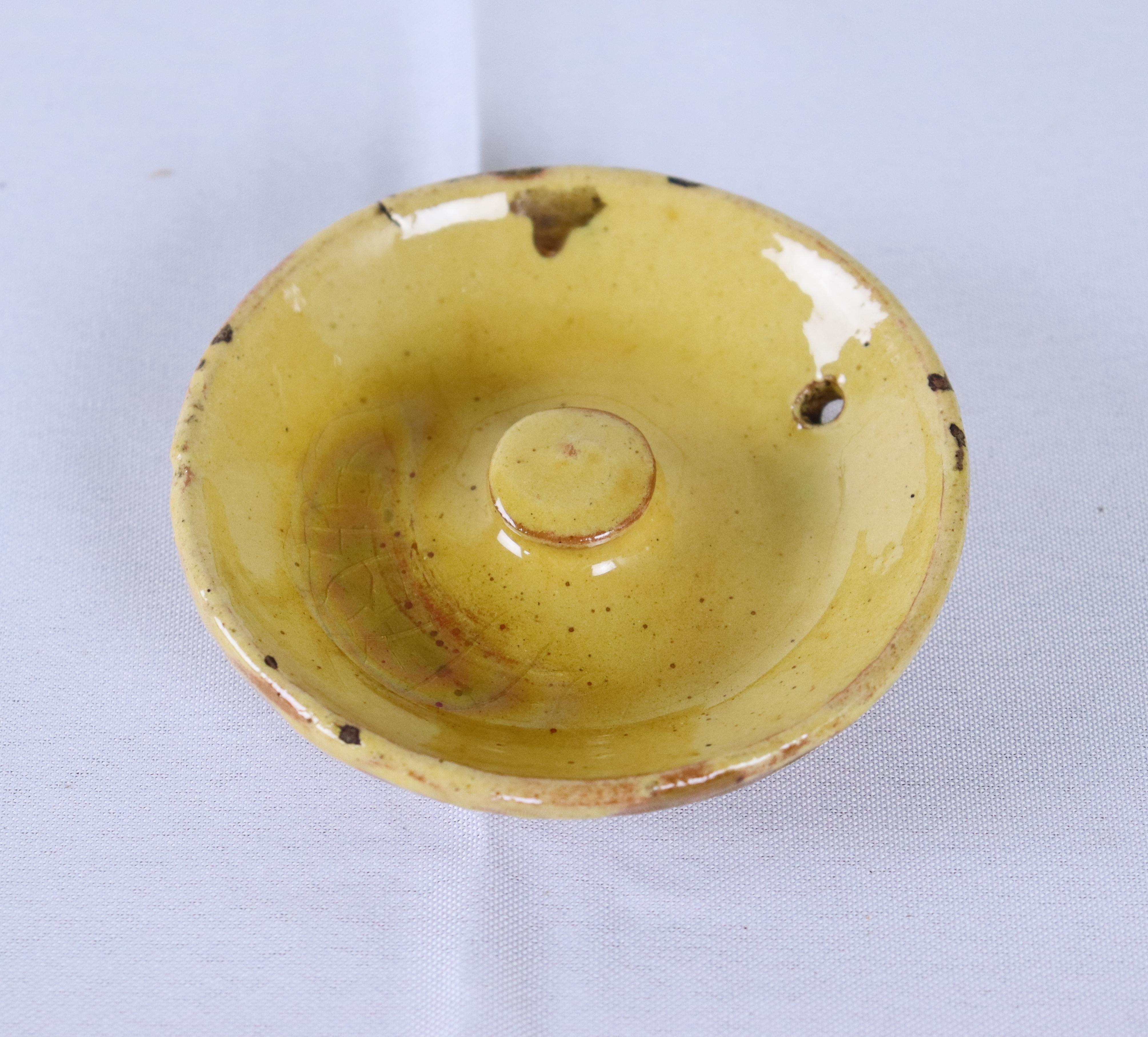 19th Century Antique French Terra Cotta Yellow Glazed Jug or Water Cruche For Sale