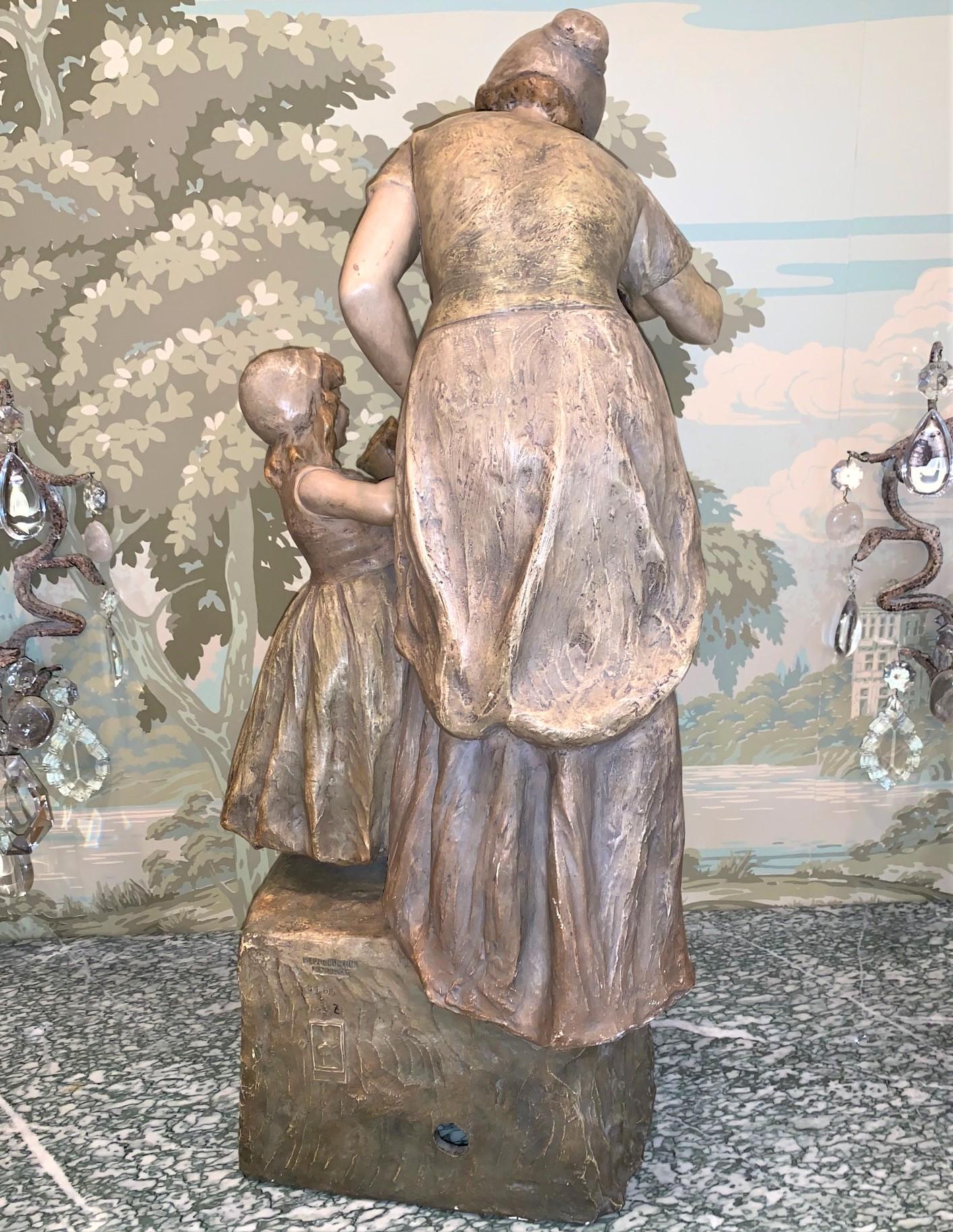 Patinated Antique French Terracotta Figurative Sculpture