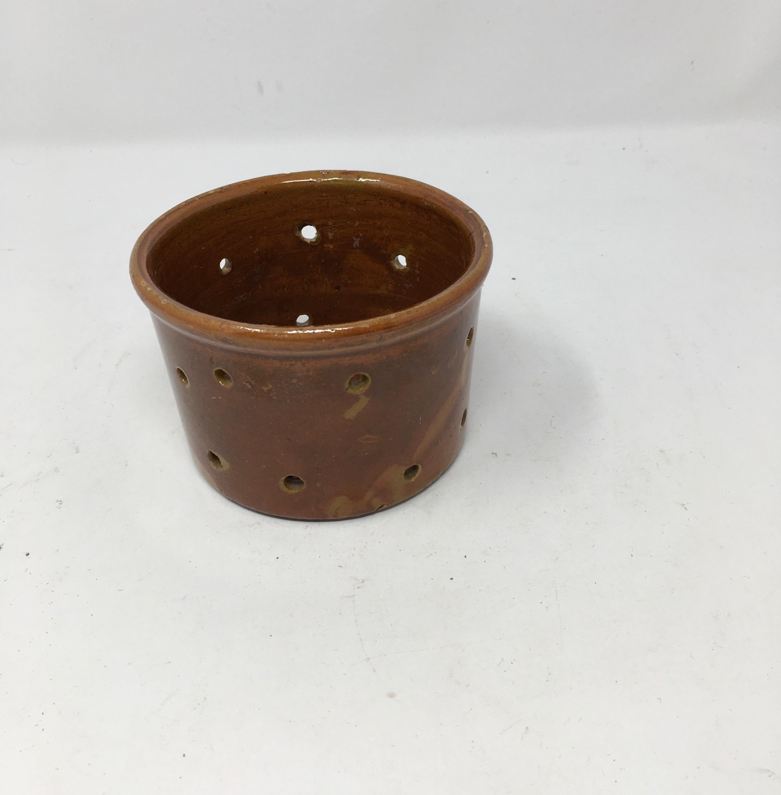 Antique French Terracotta Glazed Cheese Mould or Cheese Strainer In Good Condition In Houston, TX
