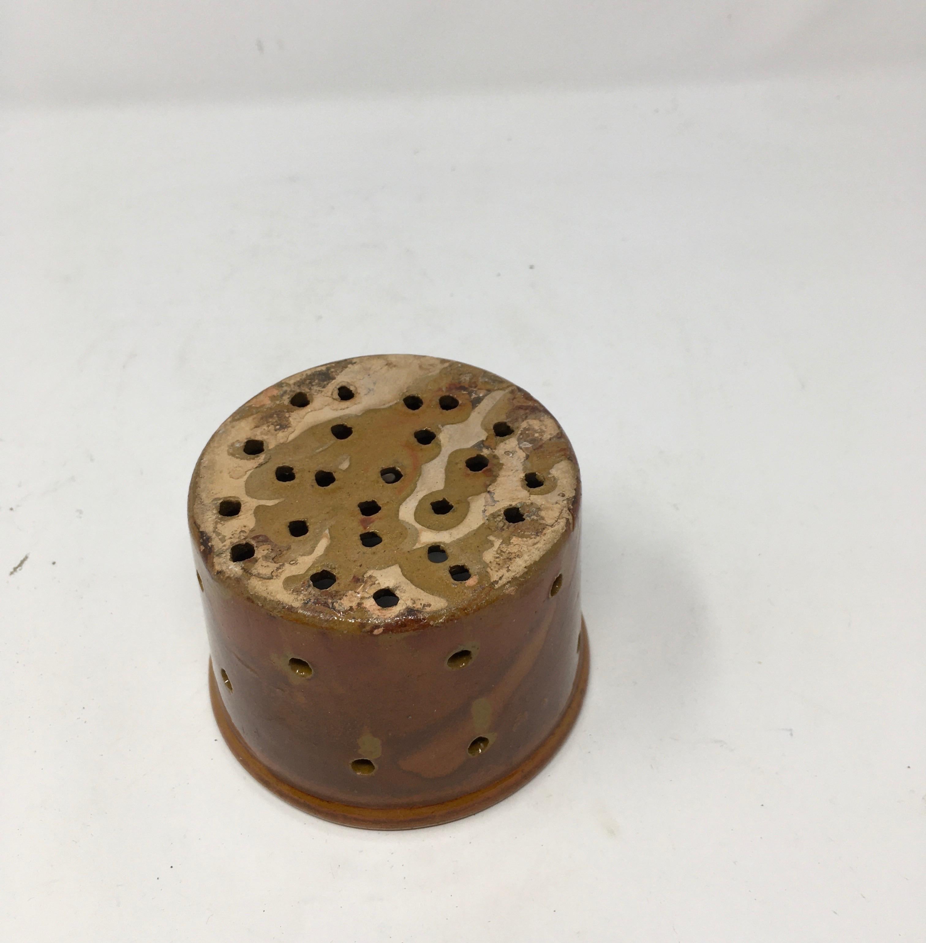 19th Century Antique French Terracotta Glazed Cheese Mould or Cheese Strainer