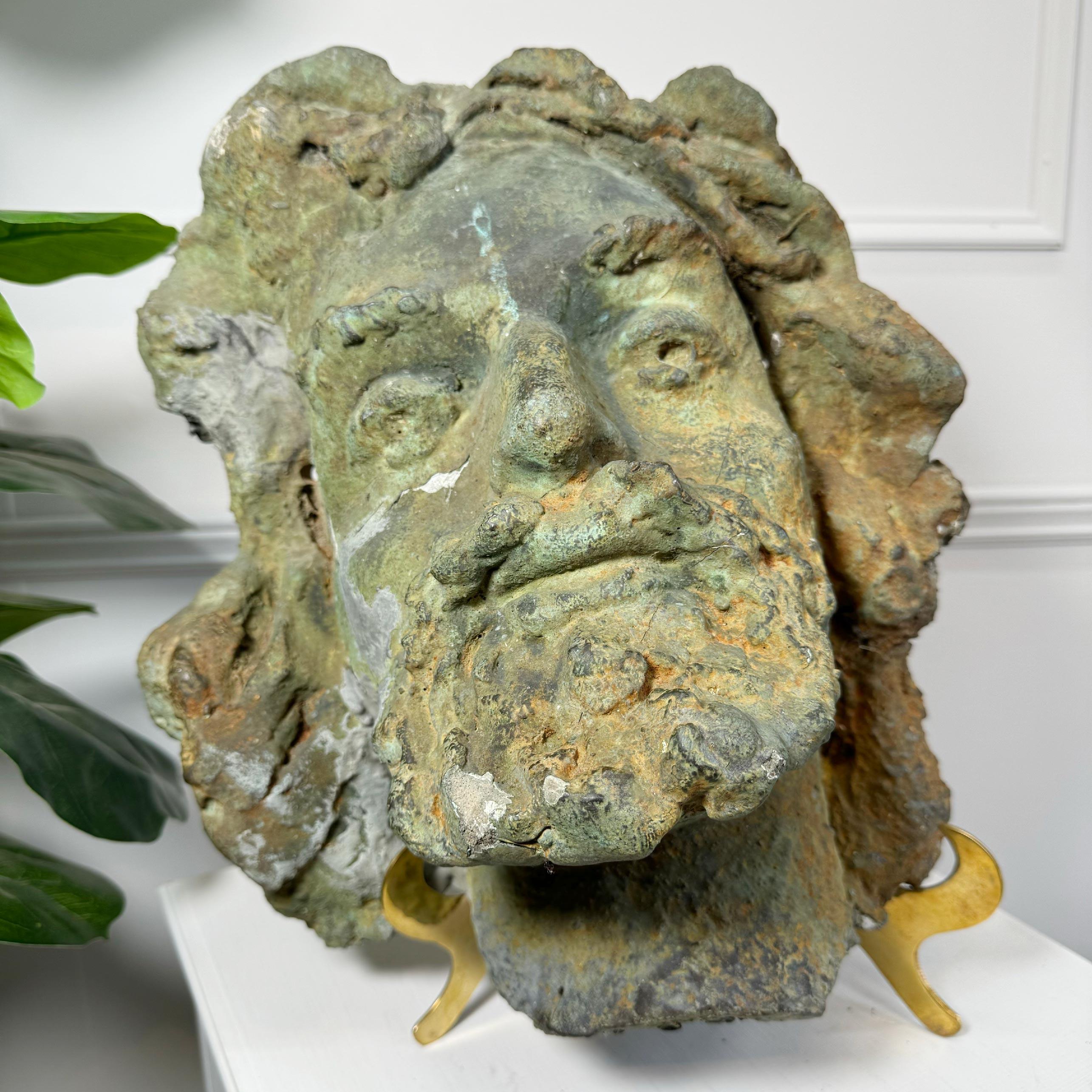 Hand-Crafted Antique French Terracotta Head of a Bearded Man For Sale