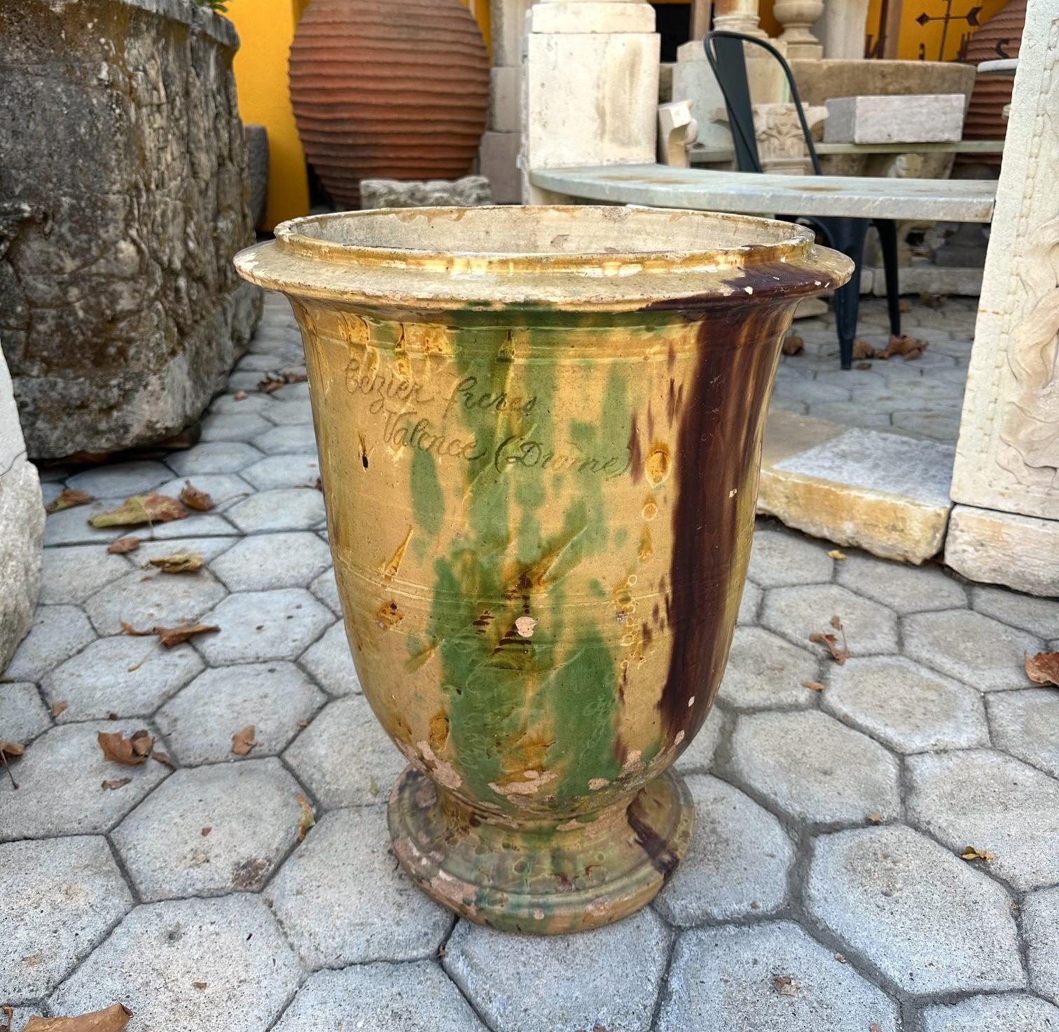Antike Französisch Terrakotta Pflanzer Anduze Farbe Übertopf jardinière Urne Topf LA CA (19. Jahrhundert) im Angebot