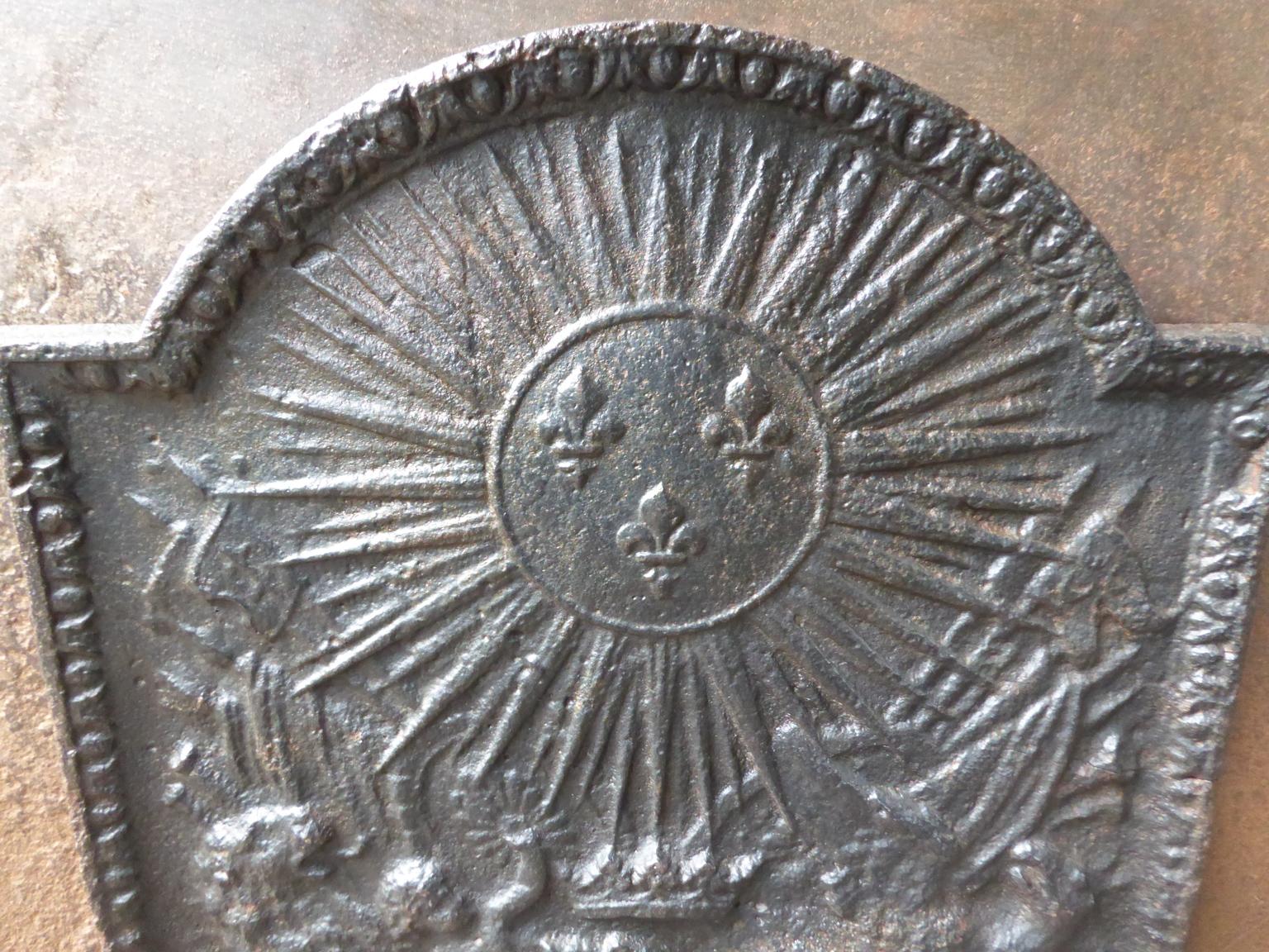 Cast Antique French 'The Sun' Fireback, 18th-19th Century