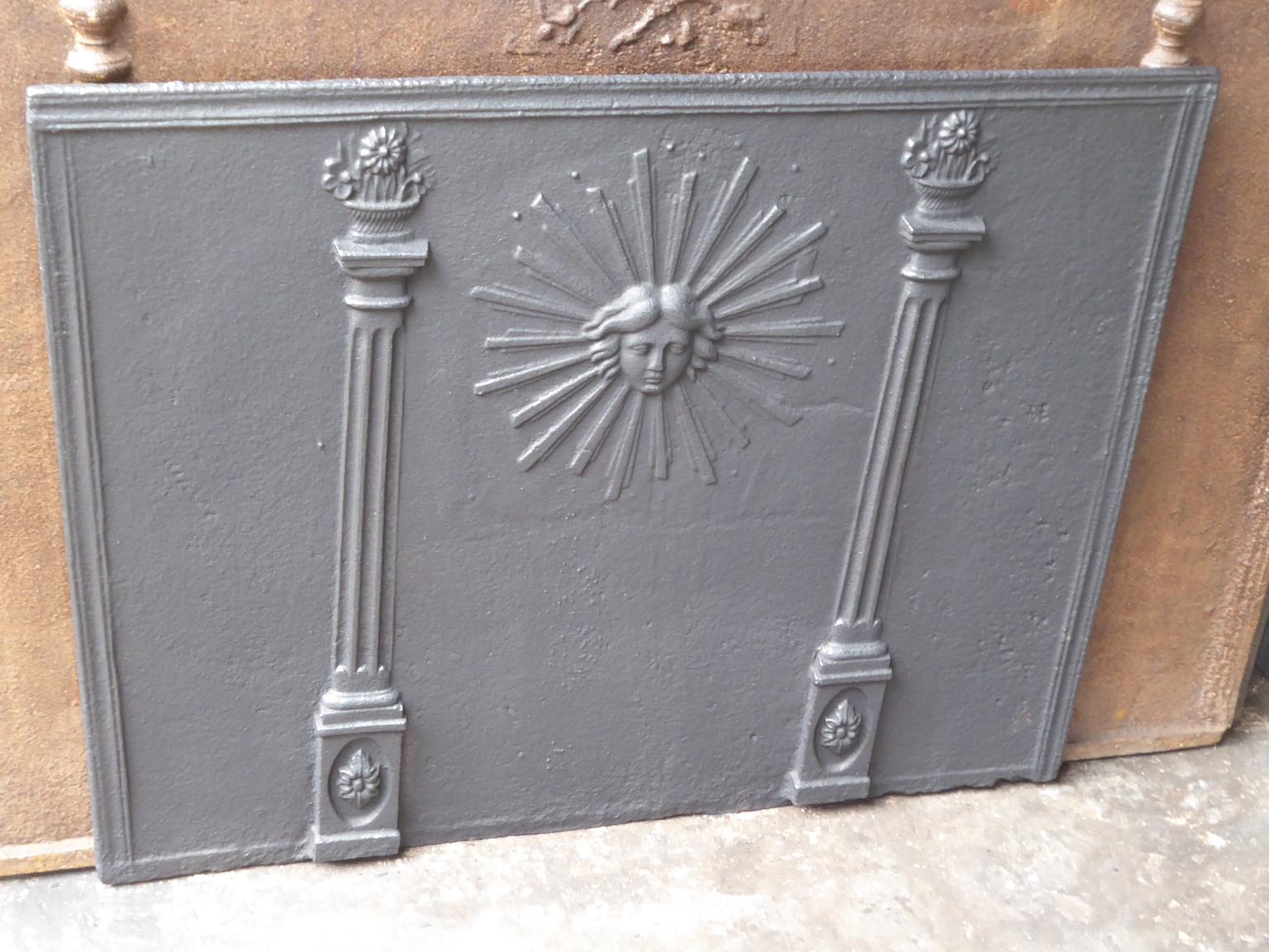 Neoclassical Antique French 'The Sun' Fireback, 19th Century