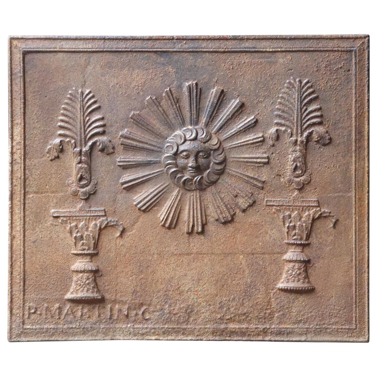 Antique French 'The Sun' Fireback, 19th Century