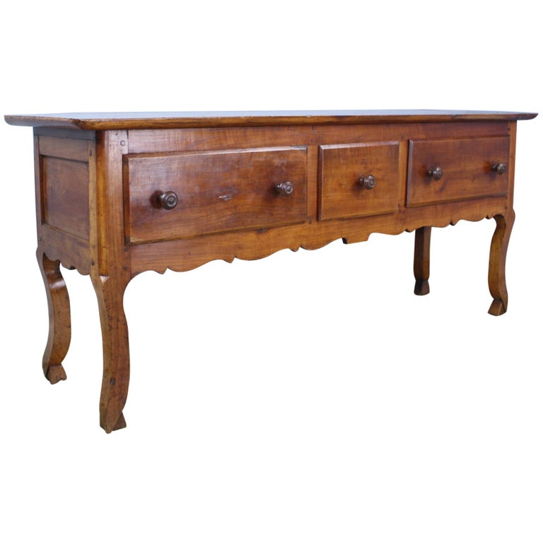 Antique French Three Drawers Cherry Server For Sale at 1stDibs