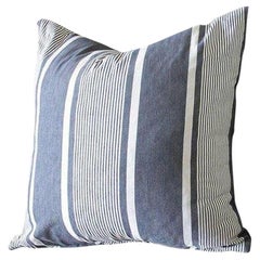 Vintage French Ticking Accent Pillows in Coal