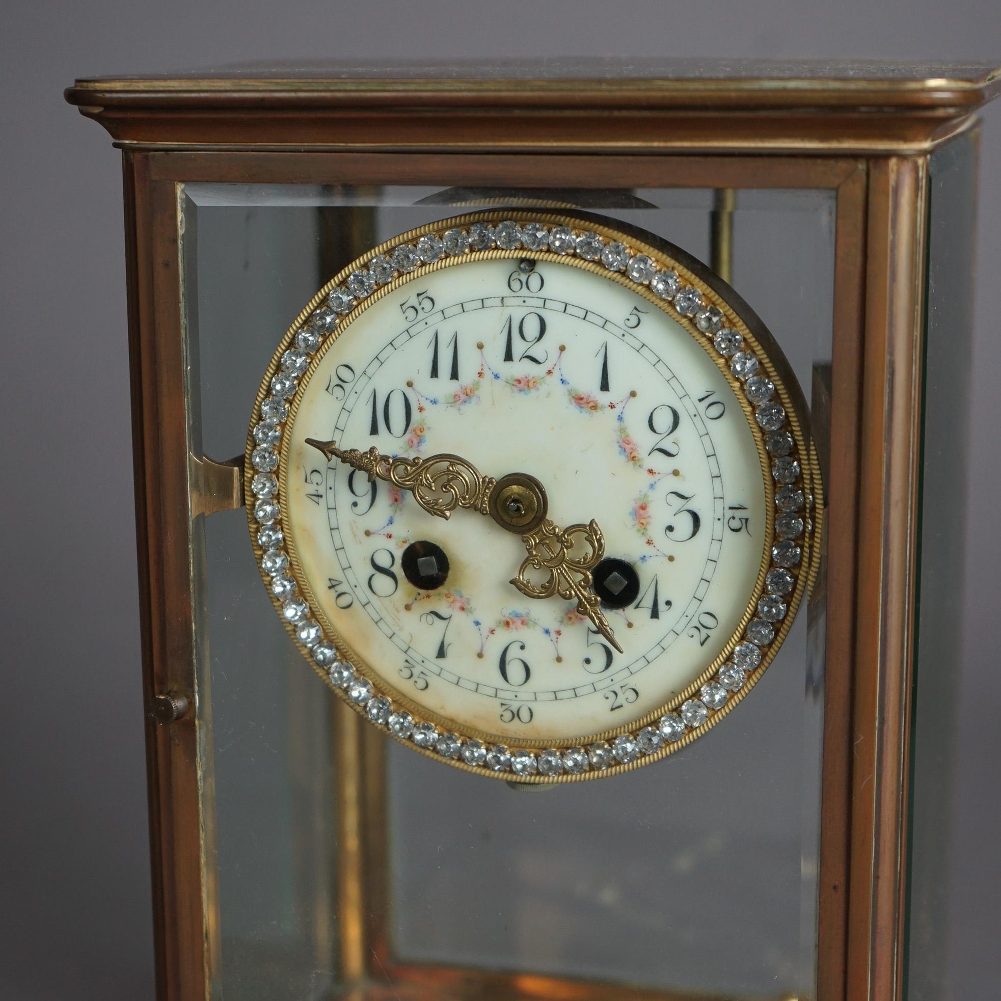 Antique French Tiffany & Co. School Crystal & Jeweled Regulator Clock 19th C In Good Condition In Big Flats, NY