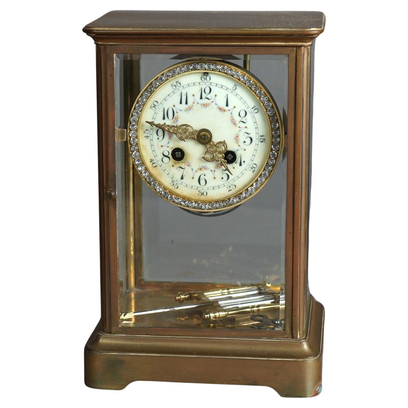 Antique French Louis Jaquine Brass Wag-on-the Wall Clock 19th C