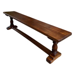 Antique French Tiger Oak Bench Dining Seat Bauernhaus Land Ranch Vintage c1940