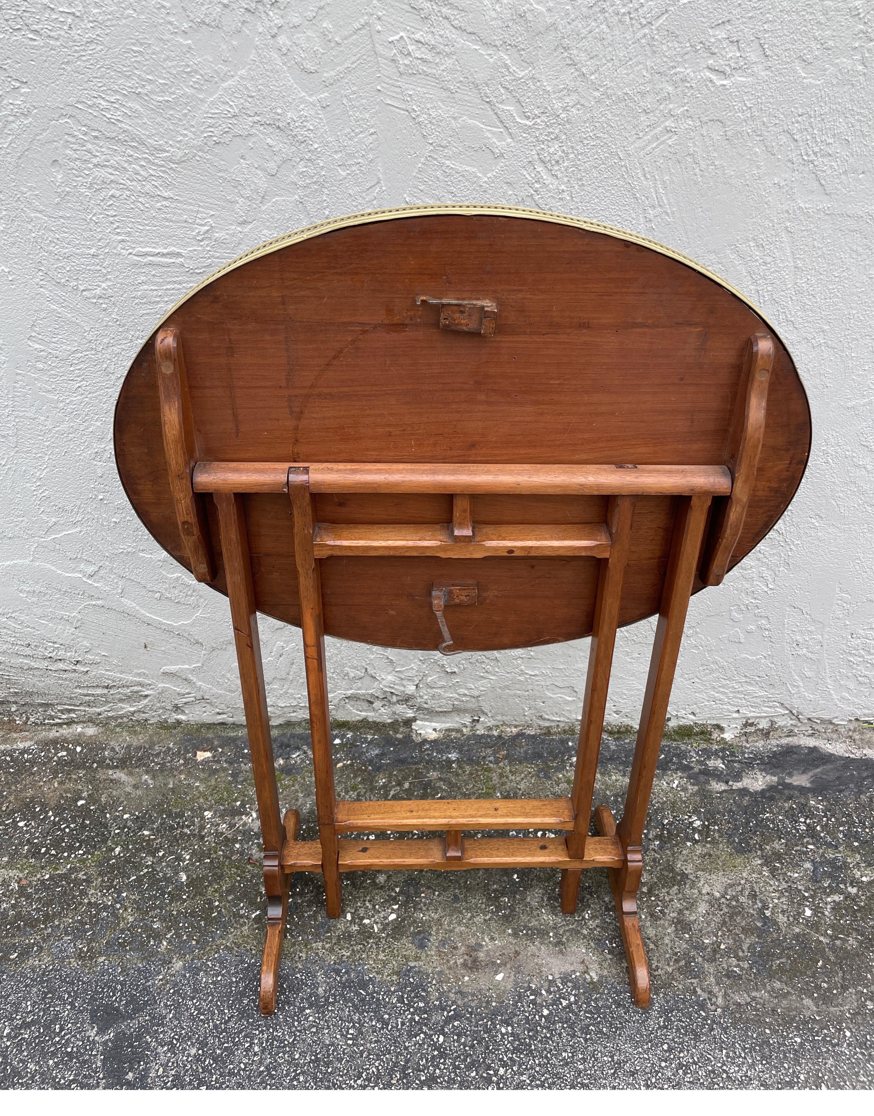 19th Century Antique French Tilt Top Galleried Dessert Table For Sale