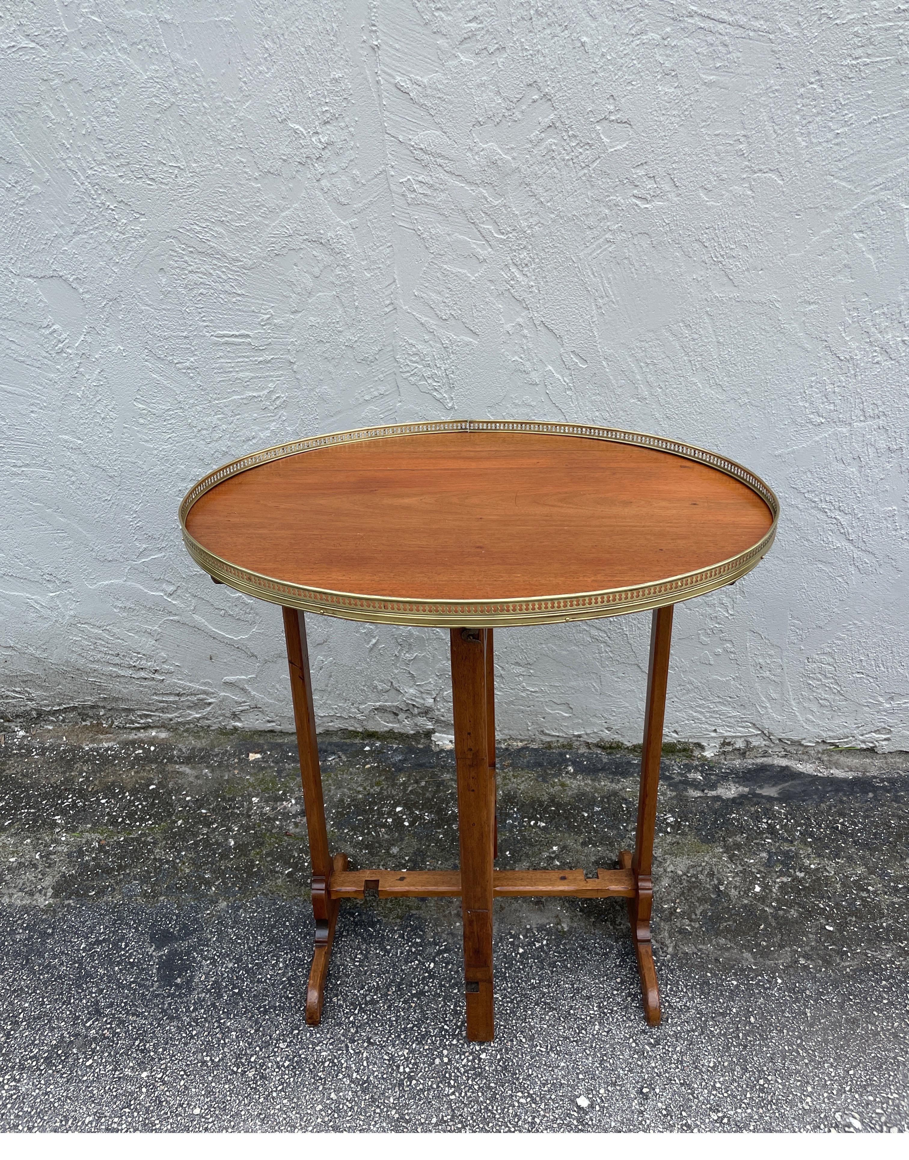 Fruitwood Antique French Tilt Top Galleried Dessert Table For Sale
