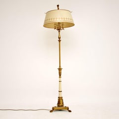 Antique French Neoclassical Tole Floor Lamp & Original Tole Shade